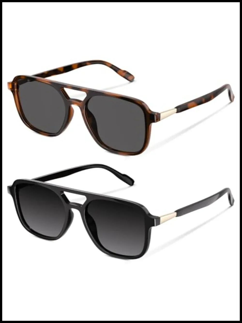 Polarized Retro Aviator Rectangle Sunglasses for Women Men Trendy